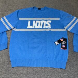 NFL Ultra Game Detroit Lions Blue Knit Pullover Sweater Unisex Size Large NWT